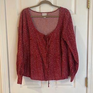 Ava + Viv X Red polka dot blouse